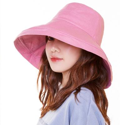 China Reversible Sun Protection Summer Double Side Cotton Hat Women Bucket Hat Beach Sun Visor Covers Bucket Hats for sale