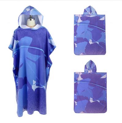 China Super Absorbent Compressed Wetsuit Beach Ponchos Surf Changing Towel With Hood For Adults Changing Poncho for sale