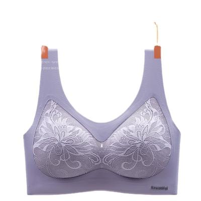 China High Quality QUICK DRY Elegant Solid Color Lace Sling Halter Sports Underwear Push Up Women Sexy Bra for sale