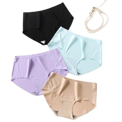 China Cheap Breathable Sexy Seamless One Piece Low Rise Ice Silk Underwear Ladies Panties for sale