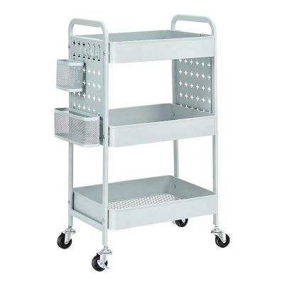 China Pretty Design 3 Tier Kitchen/Bathroom/Living Room Rolling Bathroom Trolley Storage Utility Cart with Lockable Wheels for sale