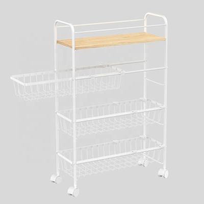 China CLASSIC Narrow Sets Rack Cart 3 Tier Slim Utility Organizer Storage Trollry For Kitchen Bathroom for sale