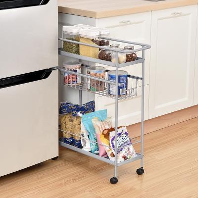 China Modern Slim Rolling Cart With Drawer Slide Out Storage Cart For Kitchen Bathroom Laundry Narrow Sets White for sale