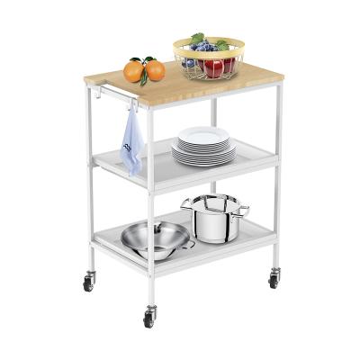 China Pretty CLASSIC Design 3 Tier MDF Tray Roll Cart Storage Cart Kitchen Food Serving Cart Kitchen Food Serving Cart with MDF Food Tray for sale