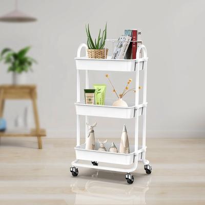 China OEM Lowes Eco-Friendly Custom Professional Serving Cart for Baby Stuff 3 Layer Desktop Storage Trolley for Art Supplies for sale