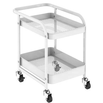 China 2 Layer CLASSIC Multifunctional Shelf Bathroom Food Service Trolley Carts Wheels Teaching Kitchen Serving Trolley With Handle for sale