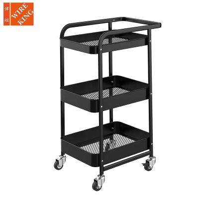 China Fashion 3 Tier Natural Utility Cart Good Quality Organizer Heavy Duty Storage Cart For Bathroom / Kitchen / Living Room for sale