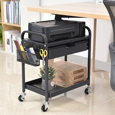 China Modern Design 3 Tier Metal Mesh Rolls Block Office Cart Home Organizer Storage Rack For Desk Appliances for sale