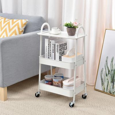 China Modern Universal 3 Tier Coffee Table Rolling Serving Cart Locking Wheels , Storage Serving Cart With Desk for sale