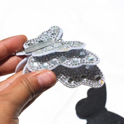 China 3D Diamond Flower Shaped Hand-stitched 3D Diamond Patch Rhinestone HU Elegant Die Dressing Patch for sale