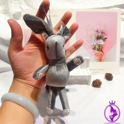 China Key Plush New Product Wish Rabbit Plush Rabbit Backpack Diamond Plush Key Chain Toy for sale