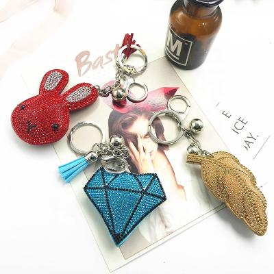 China Innovative Product Sales Diamond Crystal Rhinestone Key Chain Animal Buckle Key Chain for sale