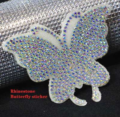 China Handmade Shiny Crystal Sequin Animal Pattern Butterfly Patch Crystal Sticker for sale