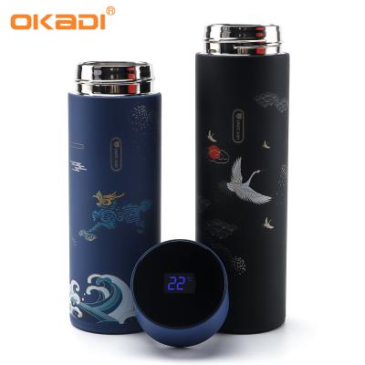 China PORTABLE Temperature Display Smart LED Vacuum Flask Thermal Chinese Classic Smart Water Bottle for sale