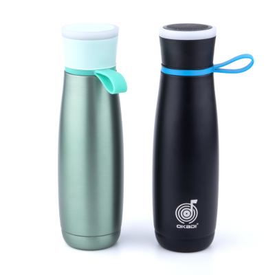 China Durable Waterproof Speaker 16OZ Music Travel Cups Double Wall Stainless Steel Insulate Smart Water Bottle for sale