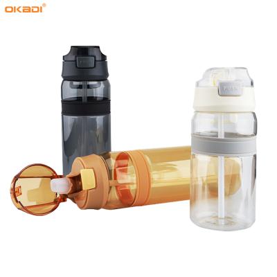 China New Design 550ML Single Wall One-Button Open Lid BPA FREE Plastic Cup With Straw for sale