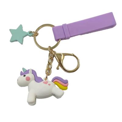 China Cartoon Toy Custom Cartoon Unicorn Key Chain Doll With Soft Figure For Girlfriend for sale