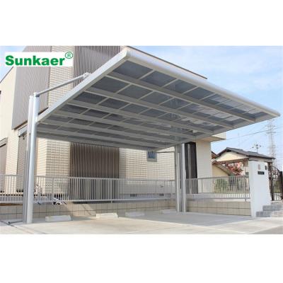 China Multi Function Polycarbonate Rain/Sun/Snow Parking Canopy Aluminum Garage Parking Shading Shed Ports and Carports for sale