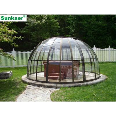 China Modern Commercial Household Hot Tub Enclosure Transparent Retractable Spa Dome Sunhouse for sale