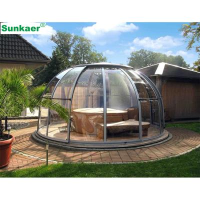 China Modern Outdoor Transparent Free Standing Dome Sunroom For Hot Tub Cover Spa Dome Enclosure for sale