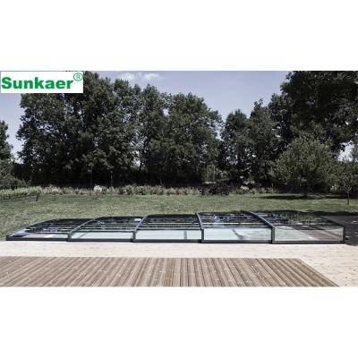 China Wholesale Rain/Sun/Snow Factory Price Arc Pool Fence Retractable Short Roof Pool Shade Covers Automatic for sale