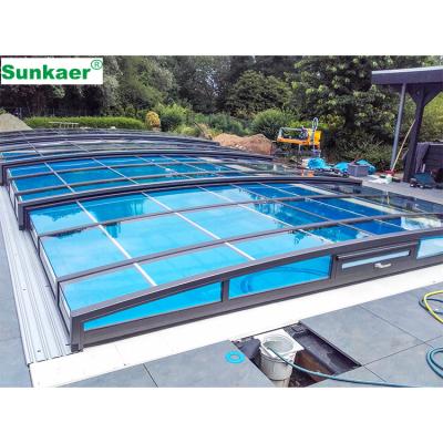 China Shading of the pool cover polycarbonate pool fence aluminum profile from rain/sun/snow manufacturers low prices for sale