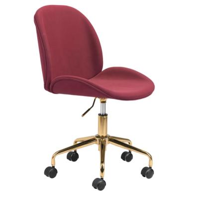 China Modern Hot Sale Foldable Velvet Office Soft Chair With Base Gold Height Adjustable Soft Pink Home Office Chair for sale