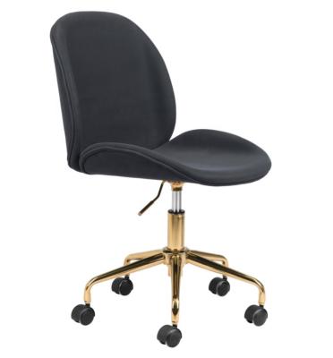 China Modern Ergonomic Velvet Home Office Chair Foldable With Gold Metal Base Mid Back For Office Chair for sale