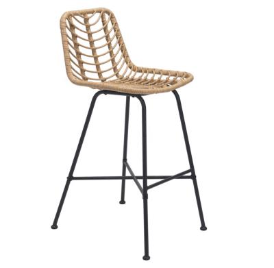 China Outdoor Modern Rattan Bar Stools Garden Furniture Bistros Bar Restaurant Rattan Chair for sale