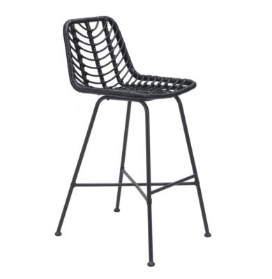 China Garden Furniture Bistro Modern Rattan Bar Stools Modern Umpire Chair With Steel Legs for sale