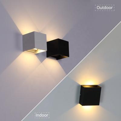 China Outdoor Waterproof Modern Aluminum Cube LED Wall Light ip65 6w 12w 3000K Warm Light For Home Decoration for sale