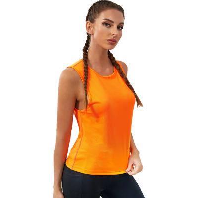 China Wholesale Women's Sleeveless Shirt Solid Color Summer Fitness Workout Equipment Yoga Clothing Wear Loose Gym Vest for sale