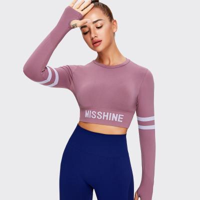 China Wholesale Women's Breathable Yoga Crop Top Sport Fitness Gym Long Sleeve Yoga Equipment Workout Clothes Sports Wear for sale