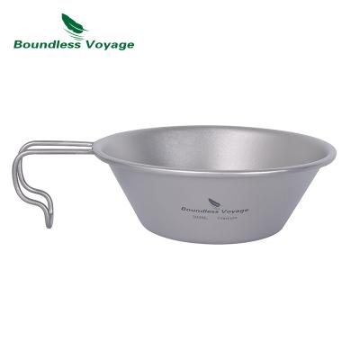 China Outdoor Portable Camping Instant Bowl Pure Titanium Cup Viable Shola Cup Cutlery Titanium Multifunctional Bowl Cutlery for sale