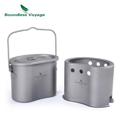 China Pure Titanium Pot Pure Titanium Split Set Multifunctional Alcohol Charcoal Stove Outdoor Camping Small Portable Fire Pit for sale