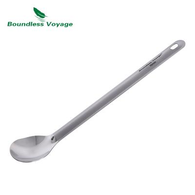 China Titanium Outdoor Camping Coffee House Snack Spoon Fork Pocket Extended Pocket With Long Handle for sale