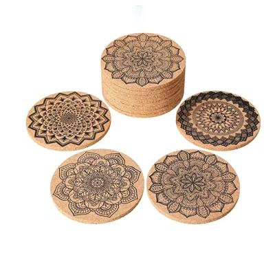 China Viable Cork Coasters for Reusable Drink Mat Drink Coaster Absorbent Cup for Office and Restaurant Home Bar 4 Inch for sale