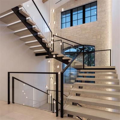 China Contemporary Industrial Carbon Steel Steel Structure Support Staircase With Oak Steps Staircase For Home Used for sale