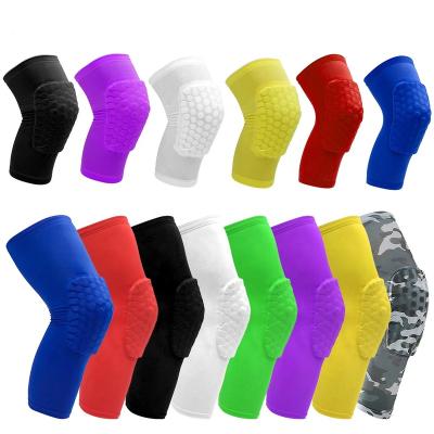 China Breathable Comfortable Elasticity Honeycomb Anti-collision Knee Pads Compression Knee Long Sheath Knee Support Braces For Basketball Volleyball Soccer for sale