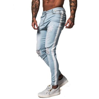 China QUICK DRY Custom Stylish Mens Stretch Ripped Skinny Biker Destroyed Slim Fit Jeans Denim Pants Elastic Waist Pants Mens Joggers for sale