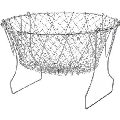 China Sustainable Food Grade Stainless Steel Frying Net Basket Colander For Home / Grocery Use for sale