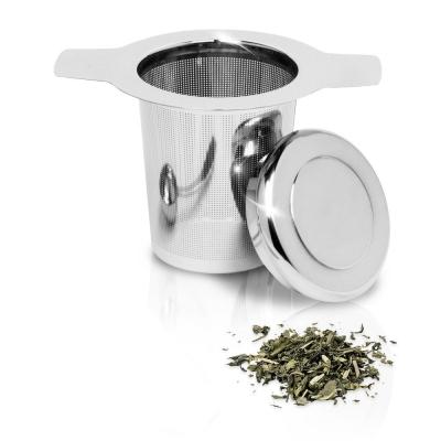 China WITH LID stainless steel tea ware with lid loose leaf dome shape tea strainer tea infuser with double handle for sale