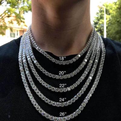 China FASHIONABLE Zircon Diamond Tennis Chain Necklace Brass 1 Line Zircon Bling Tennis Necklace for sale