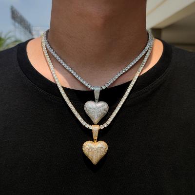 China FASHIONABLE Icy Zircon Micro Chain Insert Micro Zircon Rope Necklace White Gold Tennis Pendant Heart Pendant Necklace for sale