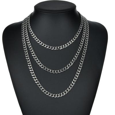 China FASHIONABLE Stainless Steel 18K Gold 7mm Cuban Necklace Chain 3mm 5mm Black Cuban Curb Chain Necklace for sale