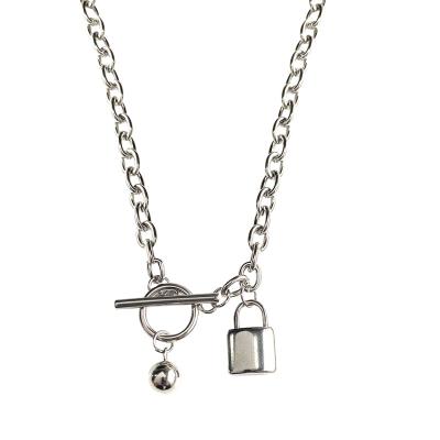 China FASHIONABLE Lock Pendant Charm Chunky OT Link Chain Necklace For Women for sale