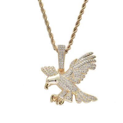 China Men's FASHION Iced Out Iced Out Eagle Pendant Zircon Diamond Stainless Steel Rope Chain Jewelry Necklace for sale