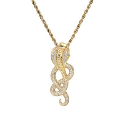 China FASHIONABLE Snake Icy Cobra Hip Hop Zircon Diamond Stainless Steel Rope Chain Jewelry Pendant Iced Out Necklace For Men for sale