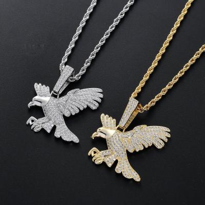 China Men's FASHION Iced Out Iced Out Diamond Brass Animal Eagle Pendant Zircon Jewelry Necklace For Hip Hop Jewelry for sale