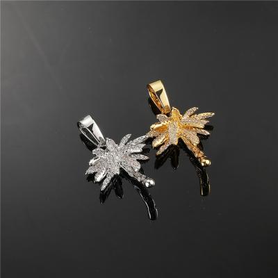 China FASHIONABLE Hip Hop Coconut Tree Copper Inlaid Zircon IP Plated Necklace Pendant for sale